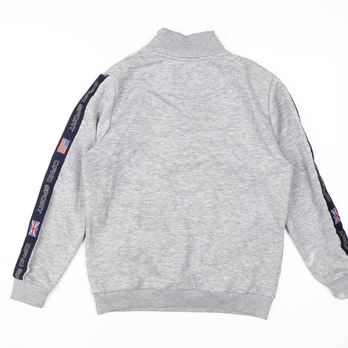 DFND Boys Grey Henley Sweatshirt, 13 Years, 1/2 Zip, Logo