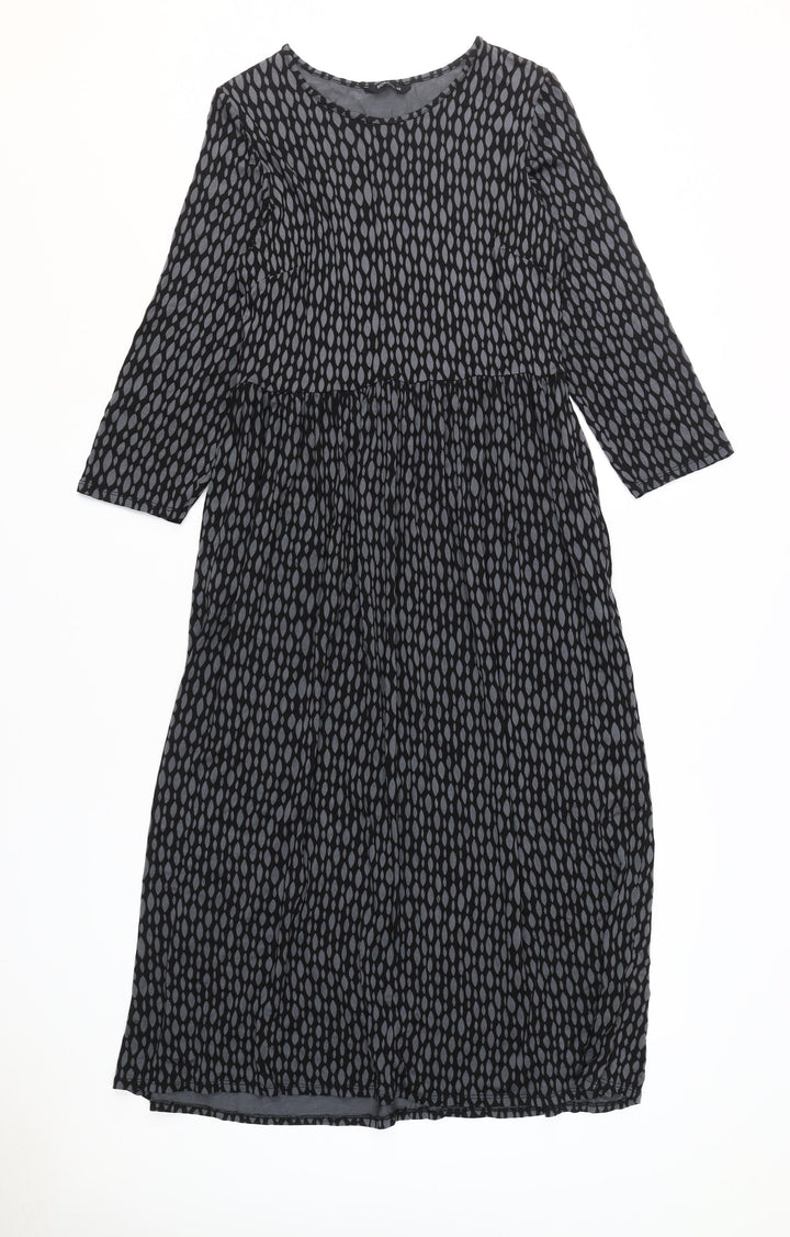 Roman Women Black Geometric Long Sleeve Dress - Size 12