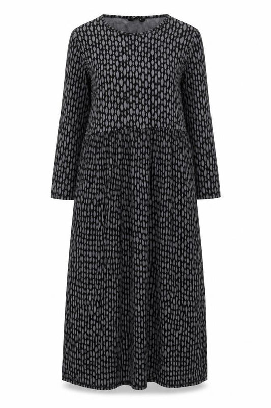 Front view of Roman Women Black Geometric Long Sleeve Dress -, size 12