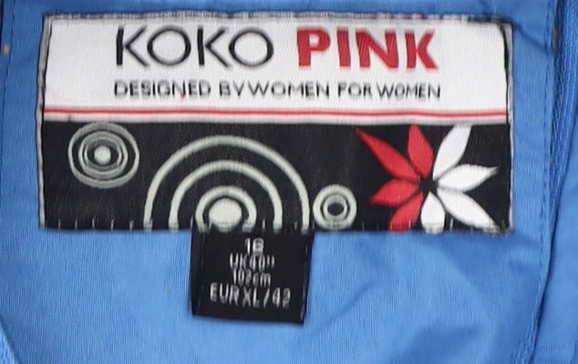 Koko Pink Women's Blue Hooded Rain Coat Size 18