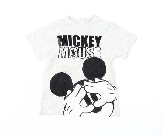 Front view of Disney boys’ grey mickey mouse t-shirt 3-4 years