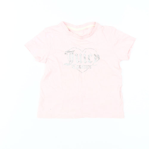 Juicy Couture Girls Pink Glitter Graphic Short Sleeve T-Shirt 2T