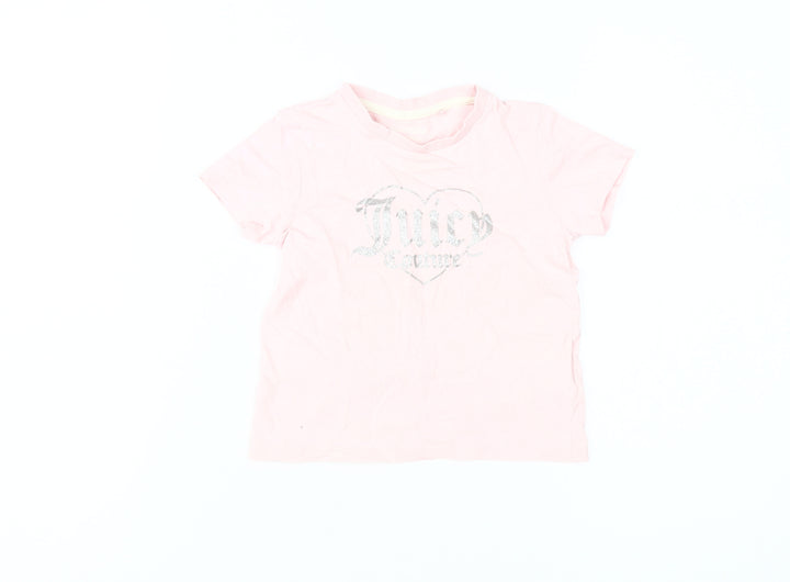 Juicy Couture Girls Pink Glitter Graphic Short Sleeve T-Shirt 2T
