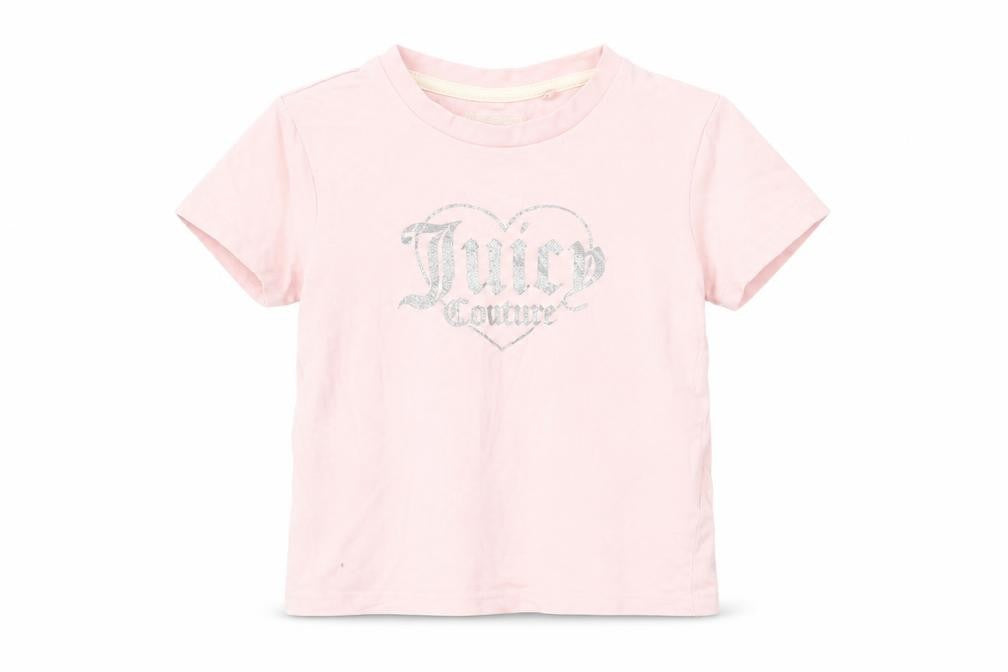 Juicy Couture Girls Pink Glitter Graphic Short Sleeve T-Shirt 2T