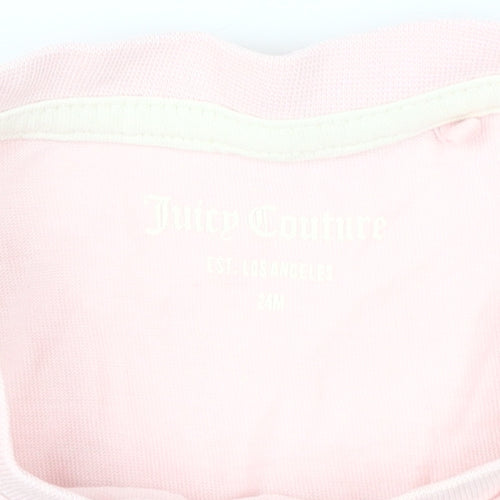Juicy Couture Girls Pink Glitter Graphic Short Sleeve T-Shirt 2T