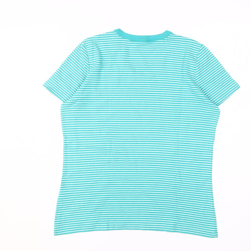 Lands' End Women's Blue Striped V-Neck T-Shirt Size 12