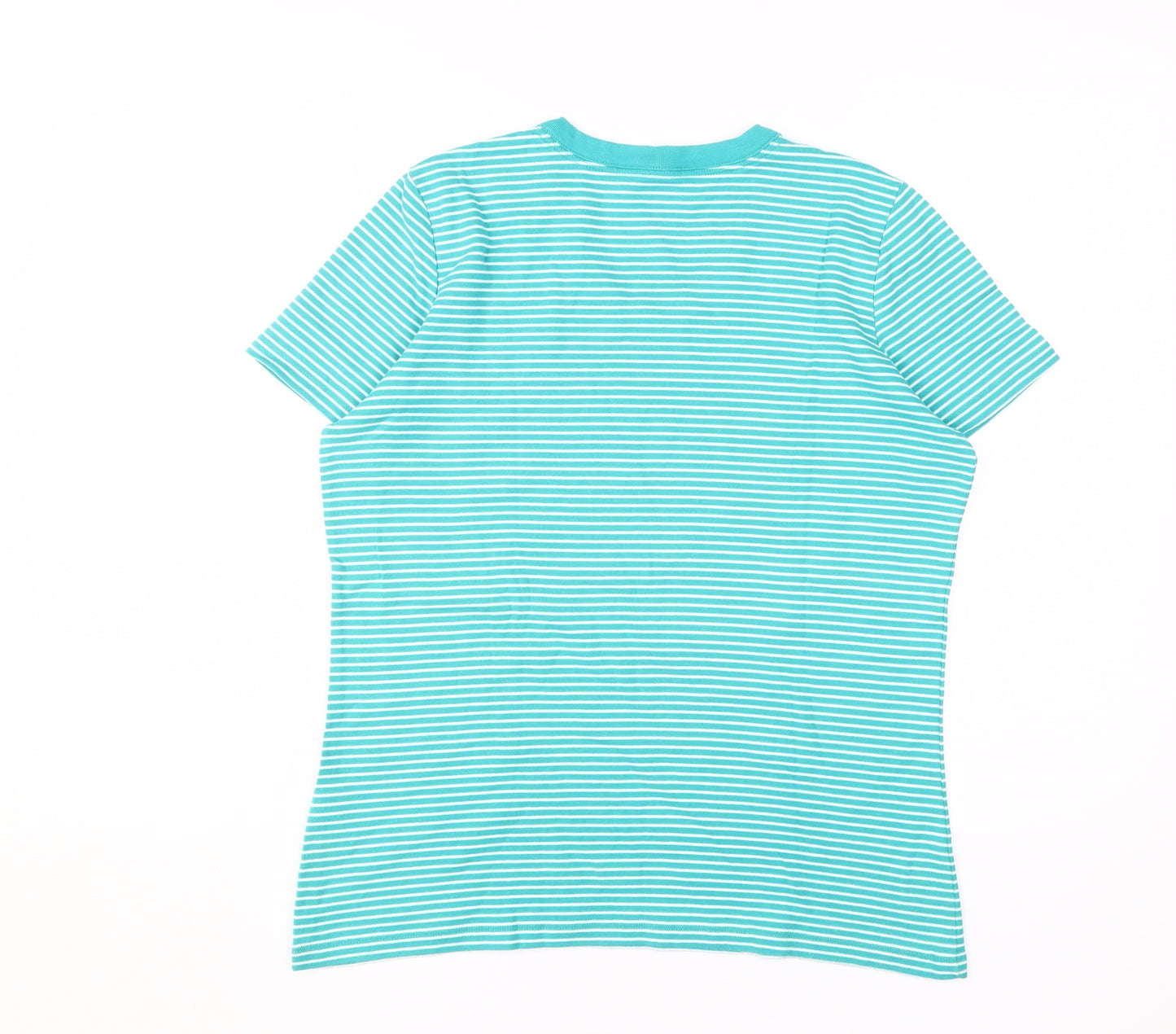 Lands' End Women's Blue Striped V-Neck T-Shirt Size 12