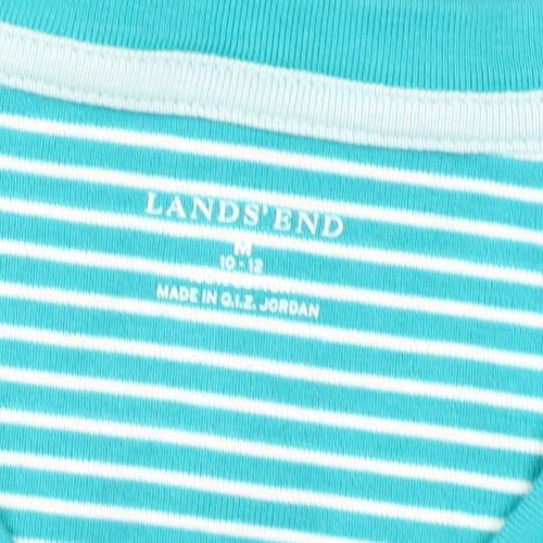 Lands' End Women's Blue Striped V-Neck T-Shirt Size 12