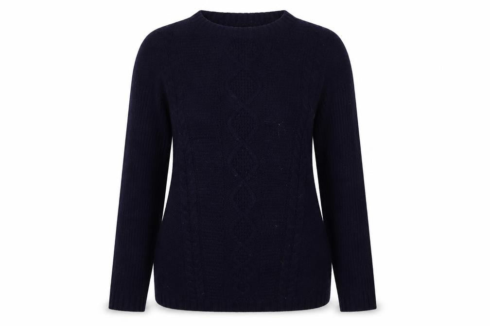 Front view of Mayoral Jeans Teens Blue Cable-Knit jumper