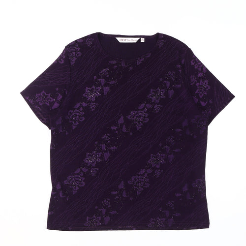 EWM Purple Floral Glitter Women's T-Shirt Size 14