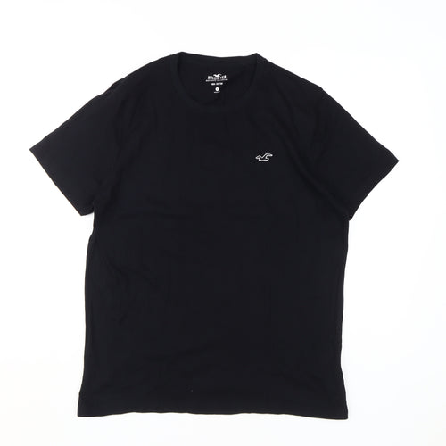 Hollister Men's Black T-Shirt, M, Crew Neck, Logo Accent