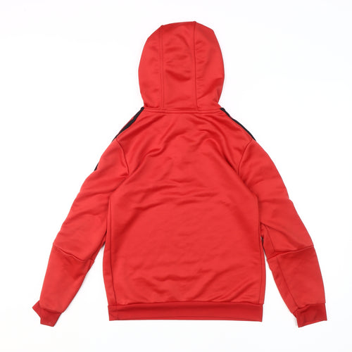 Adidas Boys Red Football Hoodie 11-12Y Pullover Sports Logo