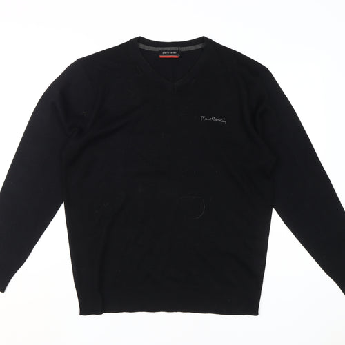 Pierre Cardin Men's Black V-Neck Jumper Size L Acrylic Knit