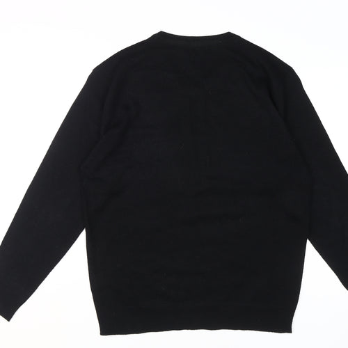 Pierre Cardin Men's Black V-Neck Jumper Size L Acrylic Knit