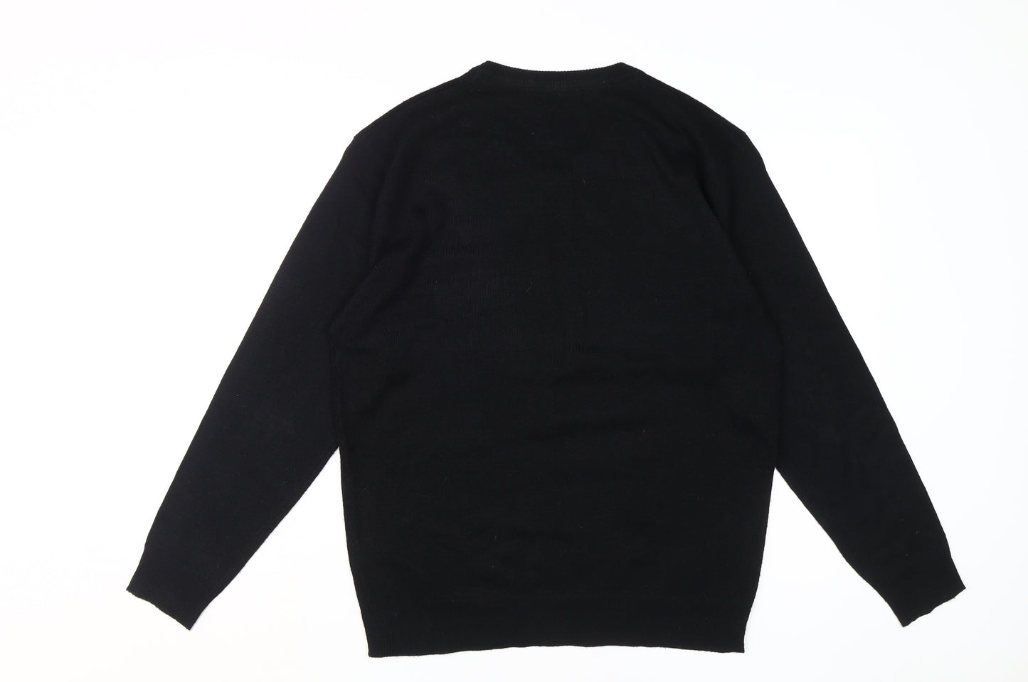 Pierre Cardin Men's Black V-Neck Jumper Size L Acrylic Knit
