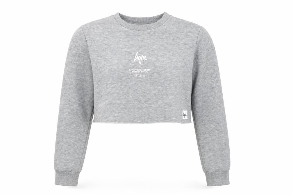 Front view of Hype Grey Cotton Women's Pullover Sweatshirt, size 6
