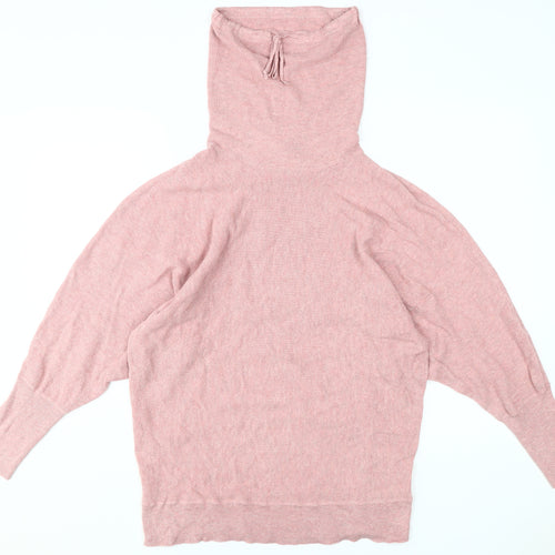 Cynthia Rowley Women's Pink Cowl Neck Jumper Size L