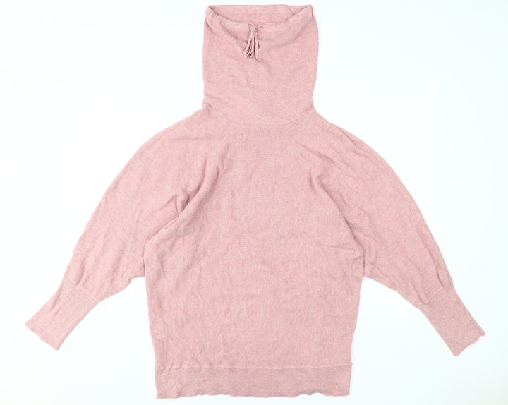 Cynthia Rowley Women's Pink Cowl Neck Jumper Size L