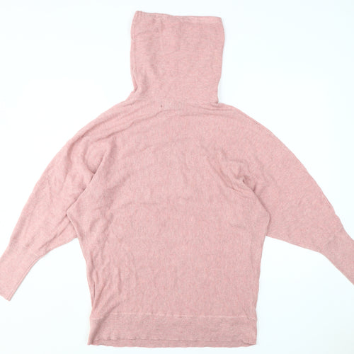 Cynthia Rowley Women's Pink Cowl Neck Jumper Size L