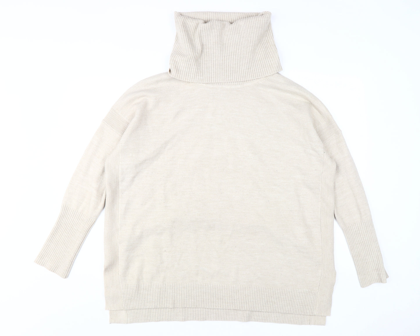French Connection Women's Beige XL Roll Neck Jumper