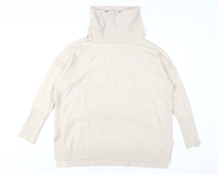 French Connection Women's Beige XL Roll Neck Jumper