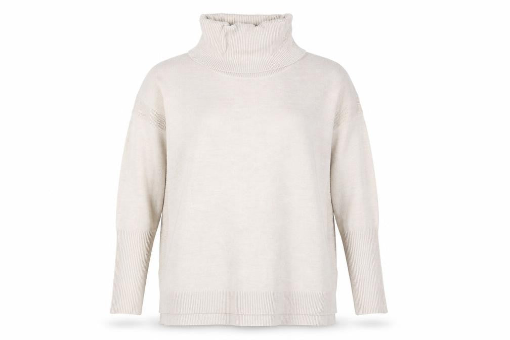 Front view of French Connection Women's Beige XL Roll Neck Jumper