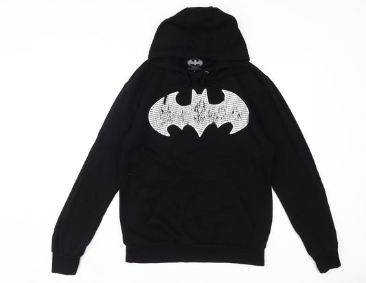 Front view of Batman Black Graphic Hoodie, unisex m, pullover style
