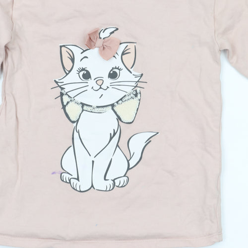 Disney Classics Girls Pink Sweatshirt, 5-6 Years, Sequin Cat Design