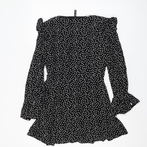 Zara Women's Black Polka Dot Playsuit Size 12
