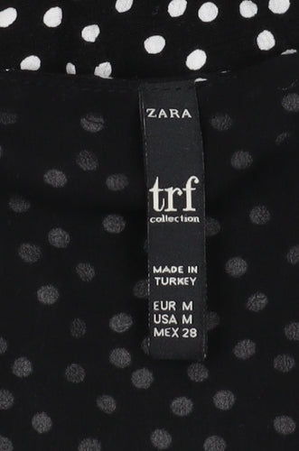 Zara Women's Black Polka Dot Playsuit Size 12