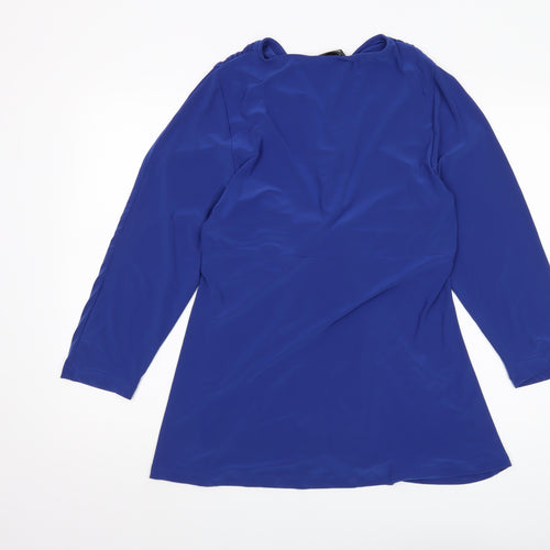 Nina Leonard Women's Blue Tunic Blouse 2XL V-Neck Jersey