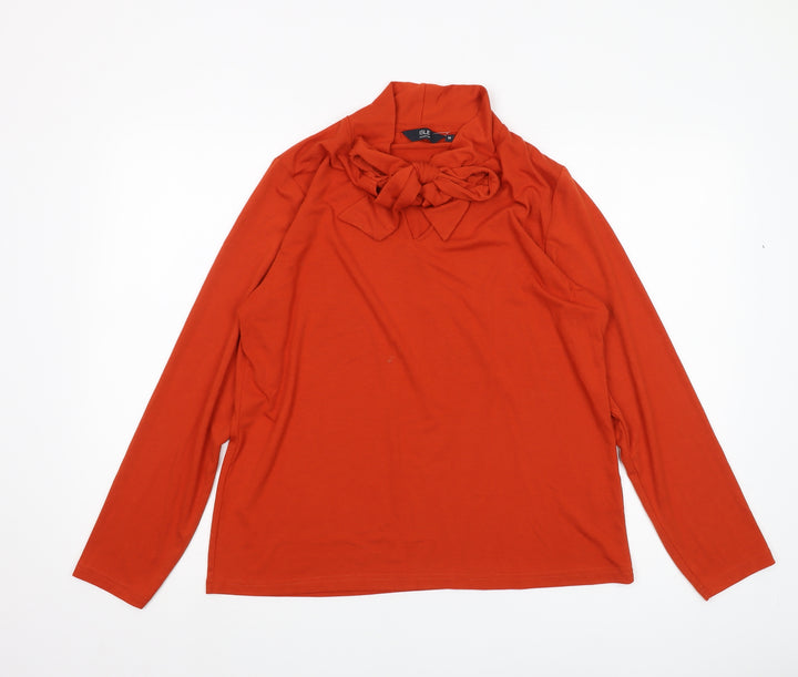 Isle Collection Red Bow Blouse Women M Long Sleeve