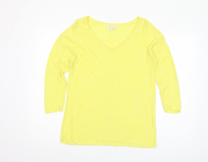 Monsoon Women's Yellow V-Neck Blouse - Medium