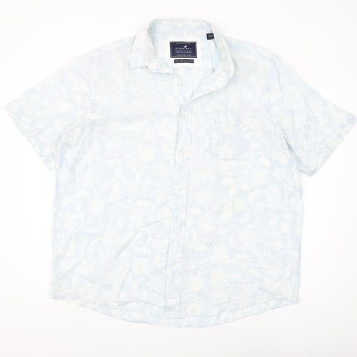 Stone Bay Men's White Floral Linen Shirt XL