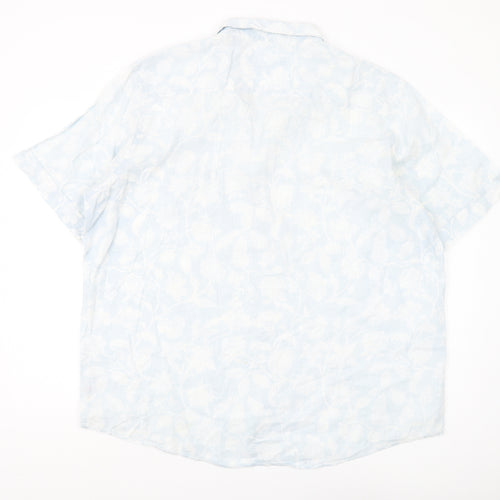 Stone Bay Men's White Floral Linen Shirt XL
