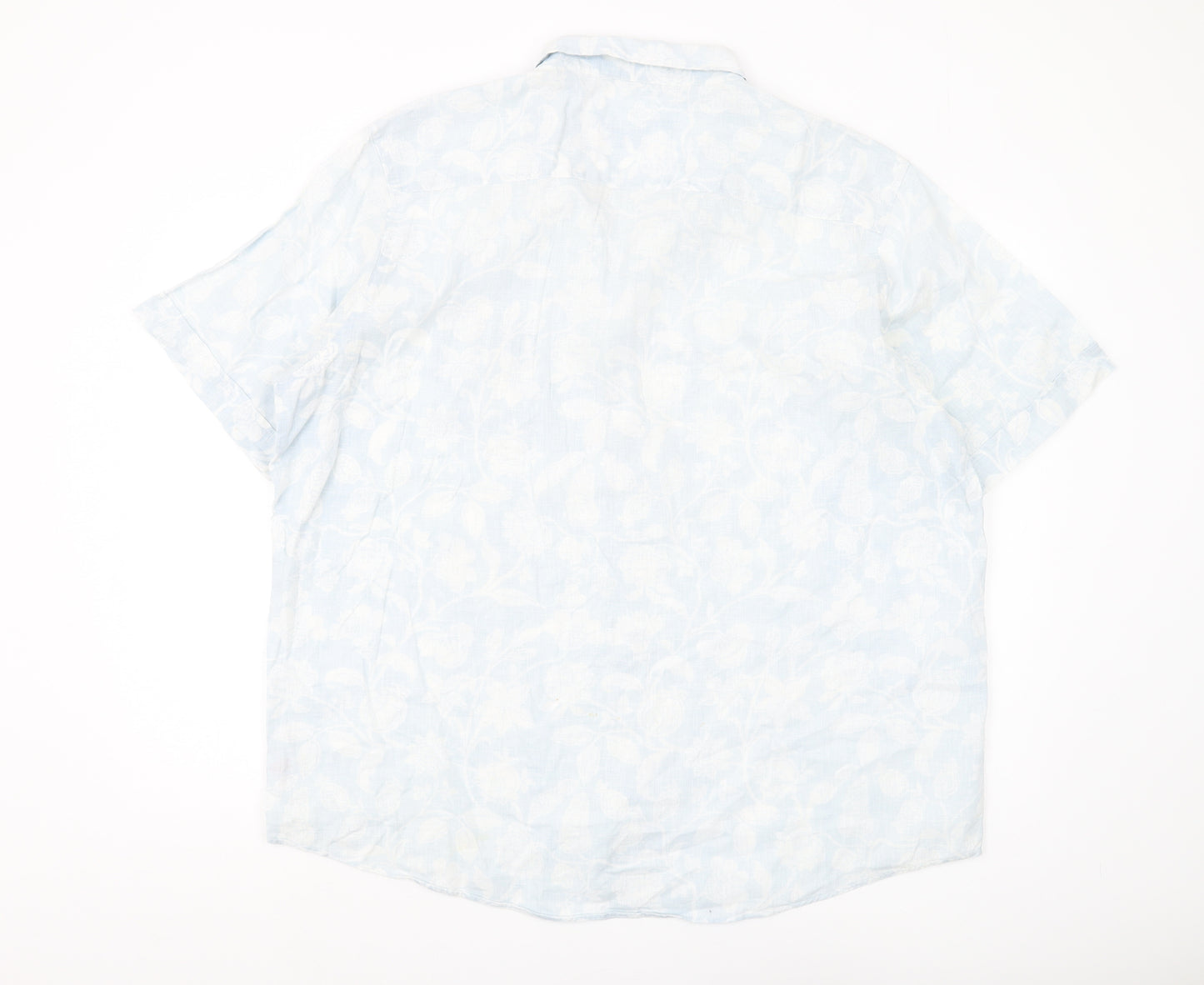 Stone Bay Men's White Floral Linen Shirt XL