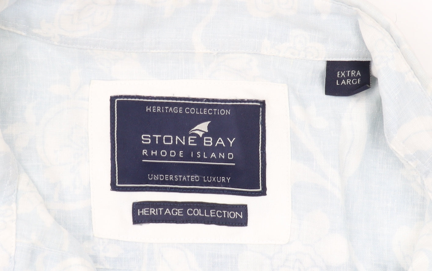 Stone Bay Men's White Floral Linen Shirt XL