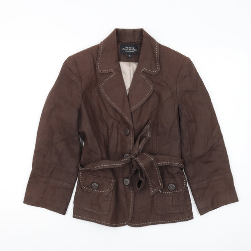Debenhams Women's Brown Linen Jacket 10 Petite