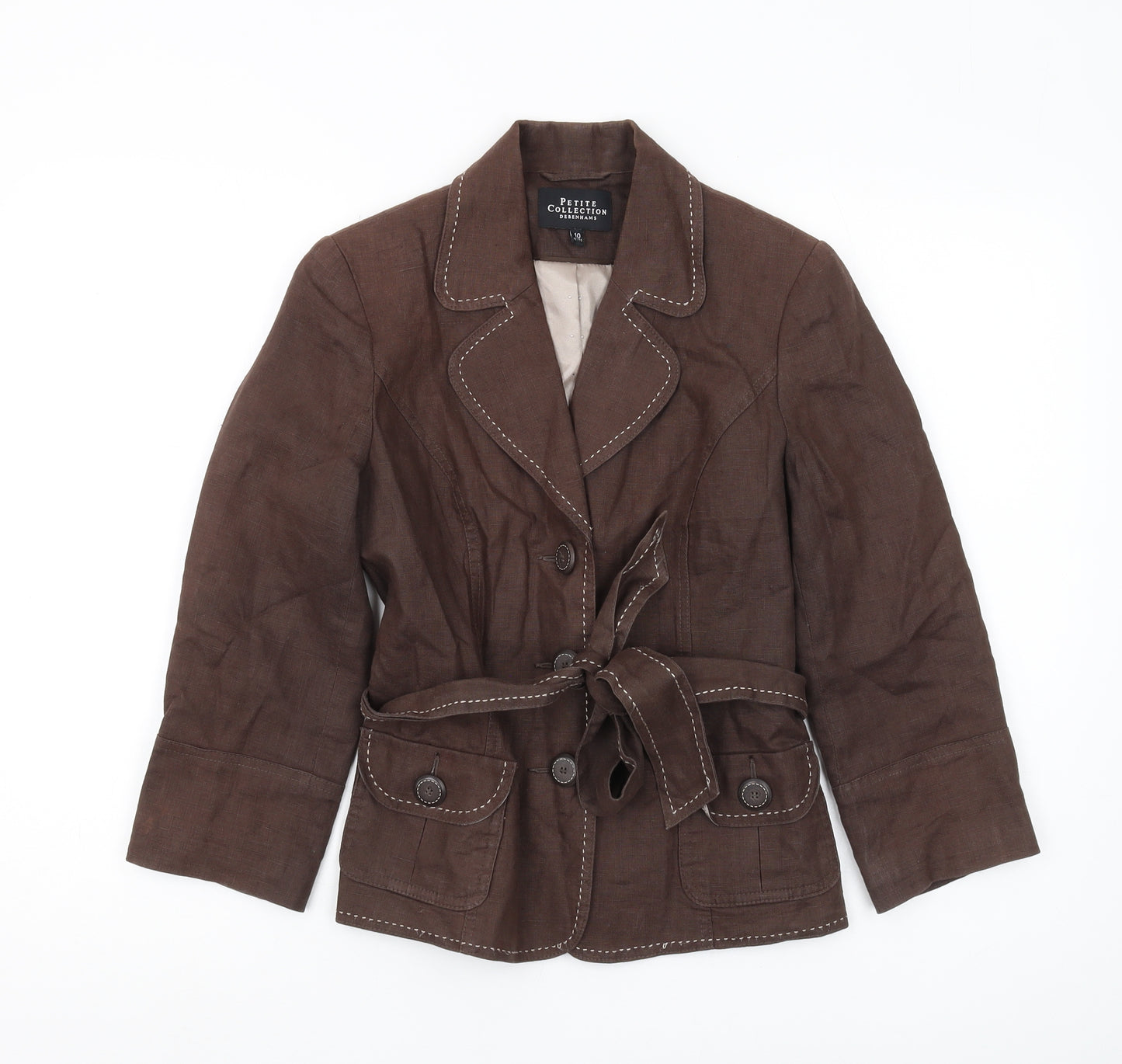 Debenhams Women's Brown Linen Jacket 10 Petite
