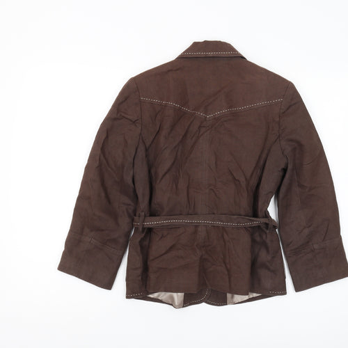 Debenhams Women's Brown Linen Jacket 10 Petite
