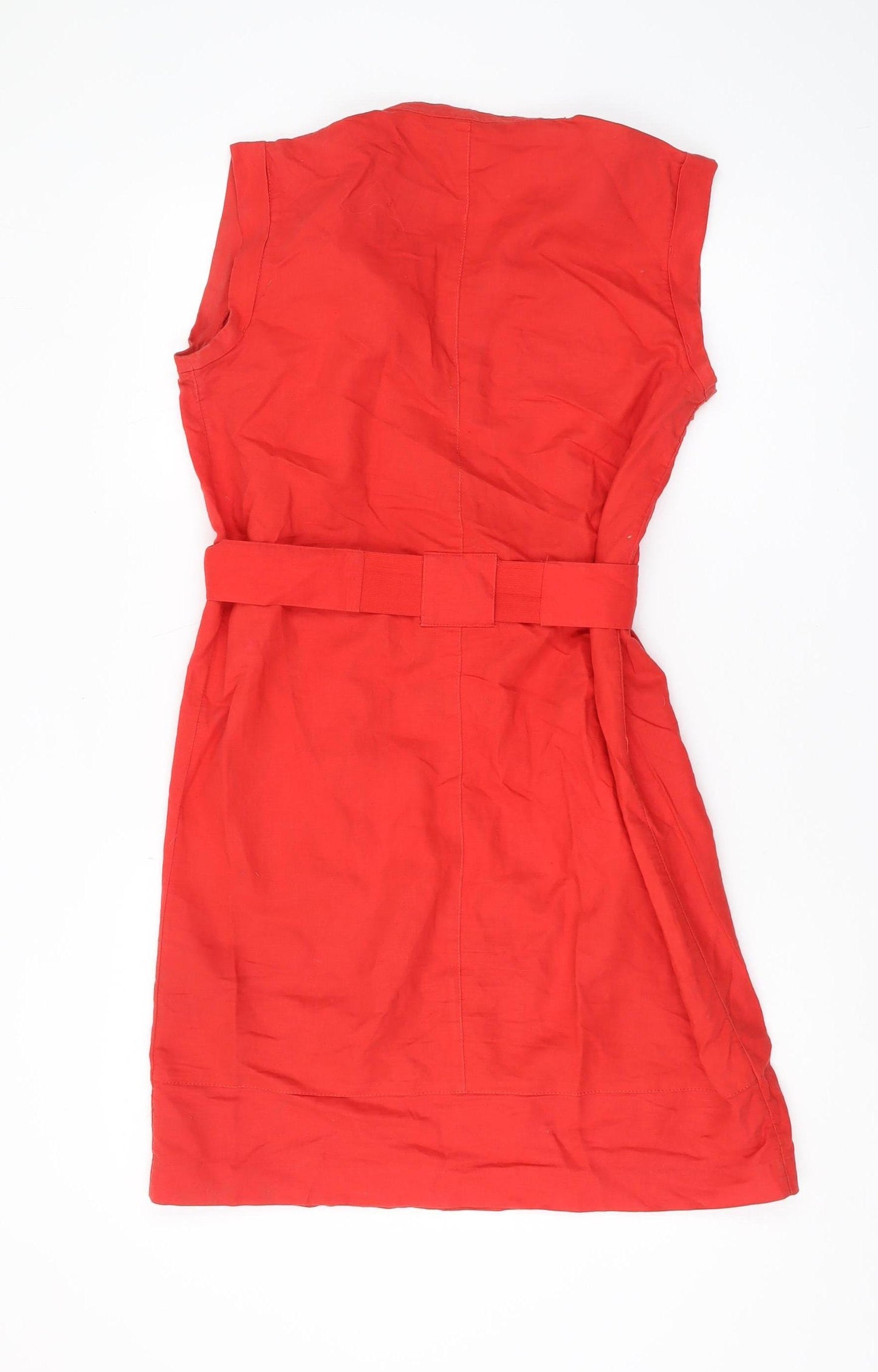 Next Women's Red Belted Shirt Dress Size 10 Casual