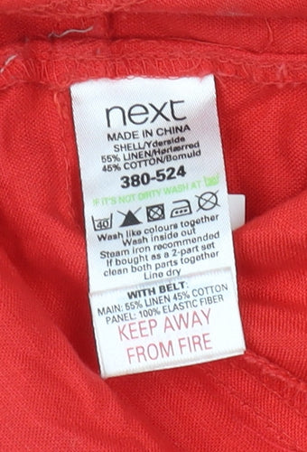 Next Women's Red Belted Shirt Dress Size 10 Casual