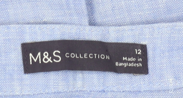 Marks and Spencer Women's Blue Linen Button-Up Shirt