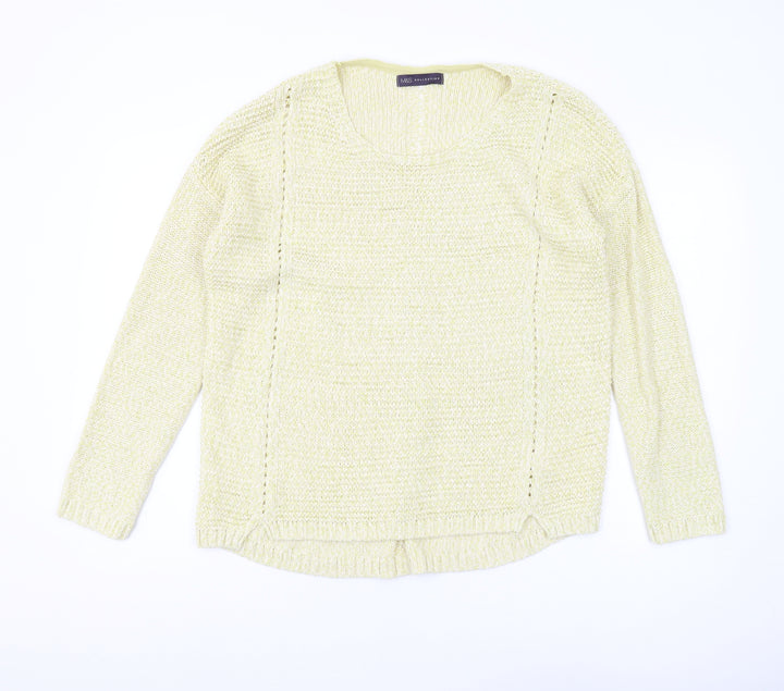 Marks and Spencer Women's Yellow Knitted Pullover Jumper - Size 16