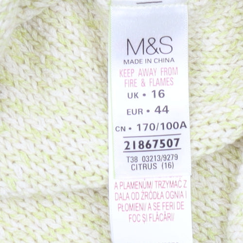 Marks and Spencer Women's Yellow Knitted Pullover Jumper - Size 16