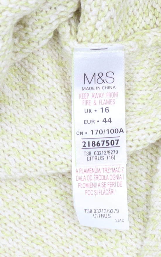 Marks and Spencer Women's Yellow Knitted Pullover Jumper - Size 16