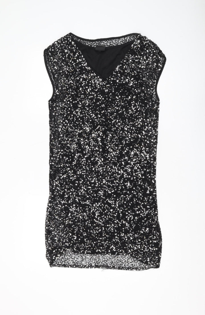 Selected Femme Black Sequin Women’s Shift Dress Size 6