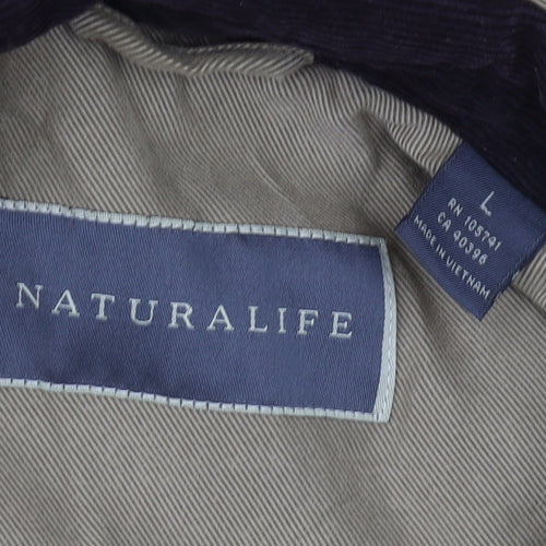 Naturalife Men's Beige Overcoat, Size L, Casual Mid-Length