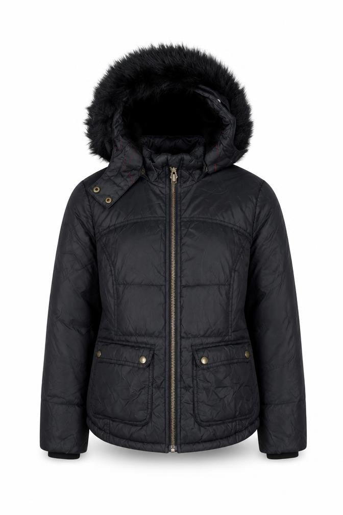 Front view of Jack Wills Women's Black Puffer Jacket, size 8