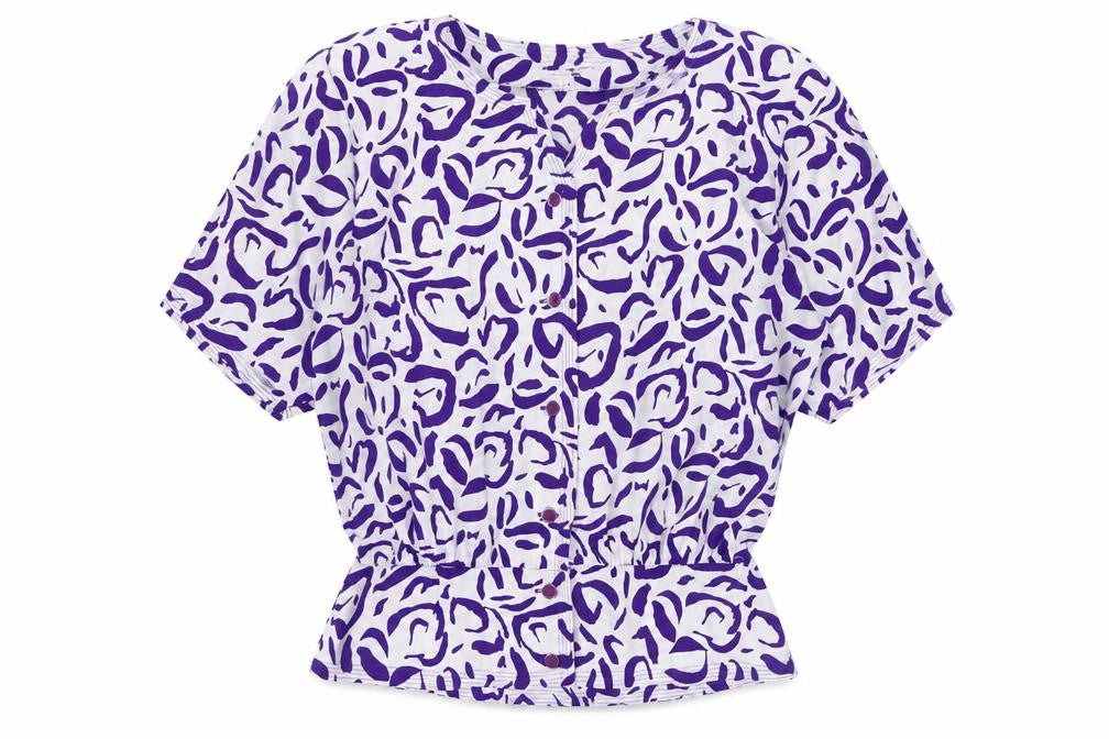 Front view of Windsmoor Women's Purple Animal Print Blouse, size 10